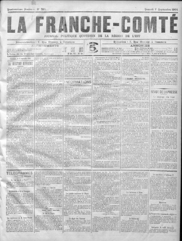 07/09/1901 - La Franche-Comté : journal politique de la région de l'Est