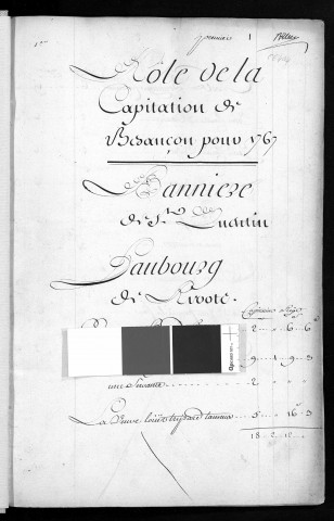 Registre de Capitation pour l'année 1767