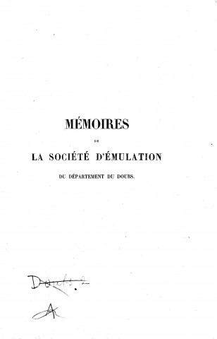 01/01/1855 - Mémoires de la Société d'émulation du Doubs [Texte imprimé]