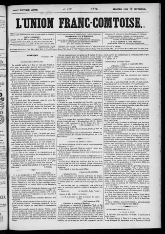 16/09/1874 - L'Union franc-comtoise [Texte imprimé]