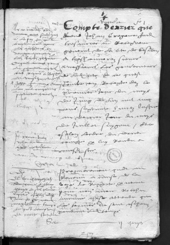 Comptes de la Ville de Besançon, recettes et dépenses, Compte de Jehan Grégoire (1er juin 1578 - 31 juillet 1578)
