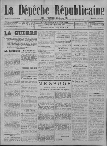 05/08/1914 - La Dépêche républicaine de Franche-Comté [Texte imprimé]