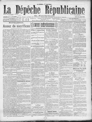 24/07/1924 - La Dépêche républicaine de Franche-Comté [Texte imprimé]