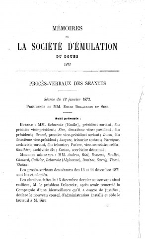 01/01/1872 - Mémoires de la Société d'émulation du Doubs [Texte imprimé]