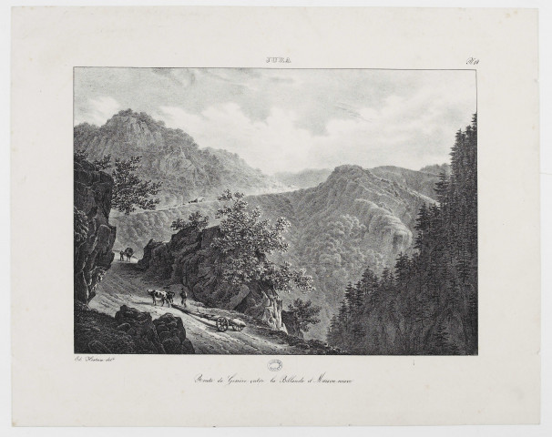 Route de Genève entre la Billaude et Maison neuve [estampe] : Jura / Ed. Hostein delt , [Paris] : Impr. lith. de H. Gaugain, [1800-1899]