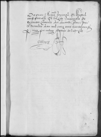Registre des délibérations municipales 1er décembre 1539 - 31 décembre 1540
Pierre Oultrey, secrétaire
