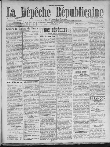 15/01/1924 - La Dépêche républicaine de Franche-Comté [Texte imprimé]