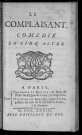 Le complaisant. Comédie en cinq actes
