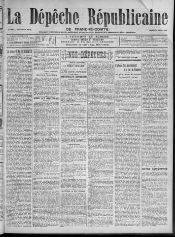 21/04/1914 - La Dépêche républicaine de Franche-Comté [Texte imprimé]