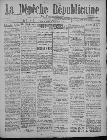 21/04/1922 - La Dépêche républicaine de Franche-Comté [Texte imprimé]