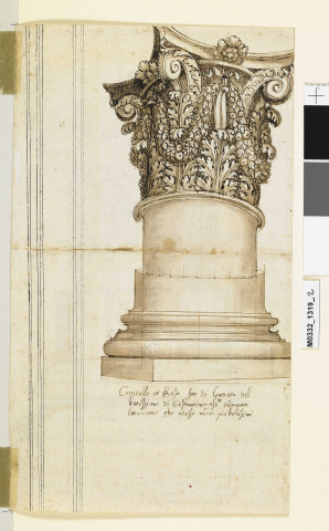 chapiteau et basesde l'église Santa Maria in Cosmedin à Rome (recto) ; chapiteau et base de l'entrée du baptistère de Constantin à Saint-Jean-de-Latran à Rome (verso)