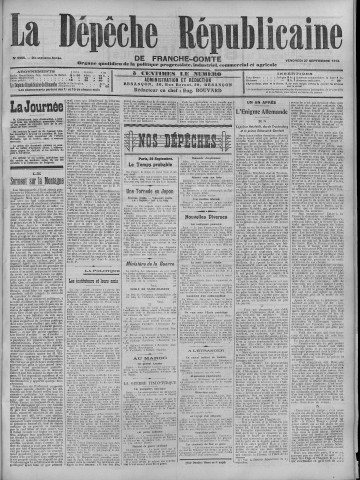 27/09/1912 - La Dépêche républicaine de Franche-Comté [Texte imprimé]
