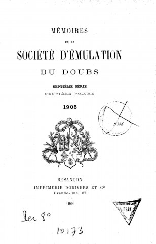 01/01/1905 - Mémoires de la Société d'émulation du Doubs [Texte imprimé]
