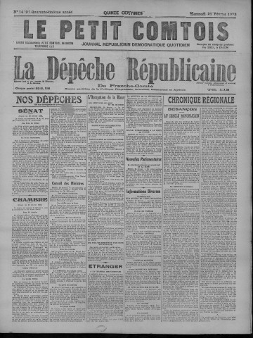 21/02/1923 - La Dépêche républicaine de Franche-Comté [Texte imprimé]