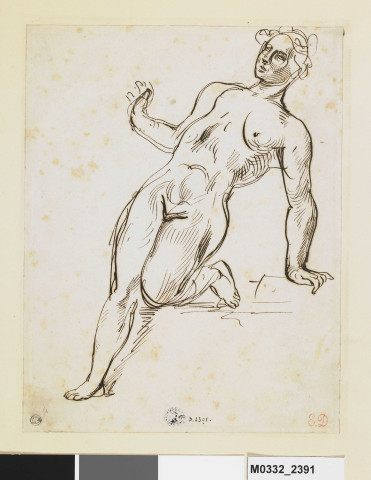 Nu féminin debout, en appui vers l'arrière