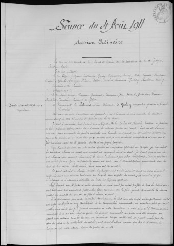 Registre des délibérations du Conseil municipal, avec table alphabétique, du 4 août 1911 au 9 décembre 1912