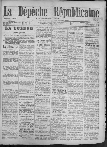22/01/1918 - La Dépêche républicaine de Franche-Comté [Texte imprimé]