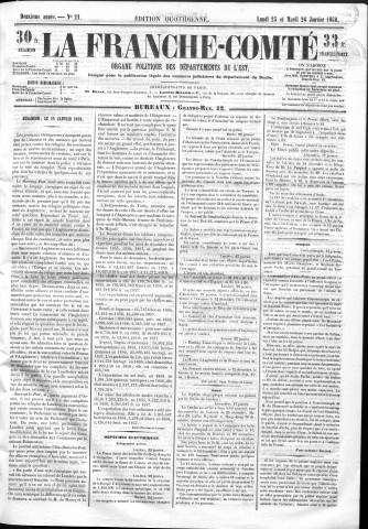 25/01/1858 - La Franche-Comté : organe politique des départements de l'Est