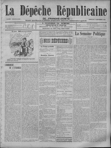 11/09/1910 - La Dépêche républicaine de Franche-Comté [Texte imprimé]