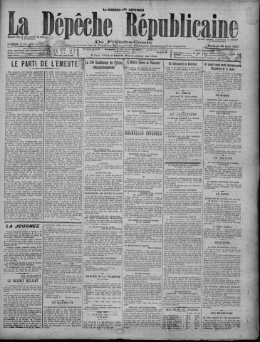 26/08/1927 - La Dépêche républicaine de Franche-Comté [Texte imprimé]