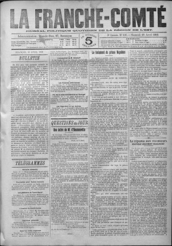 18/04/1891 - La Franche-Comté : journal politique de la région de l'Est