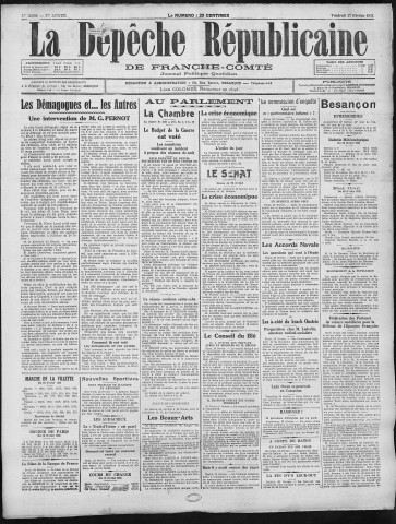 27/02/1931 - La Dépêche républicaine de Franche-Comté [Texte imprimé]