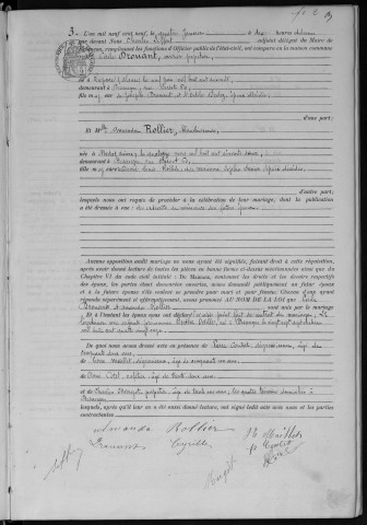 Registre des mariages, 1909