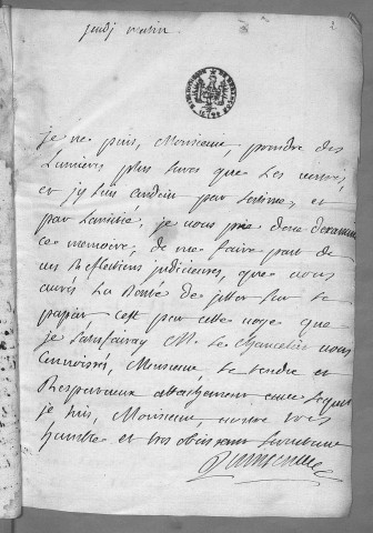 Ms Chiflet 193 - Recueil des lettres adressées à F.-X. Chiflet par M. de Quinsonnas et d'Aguesseau
