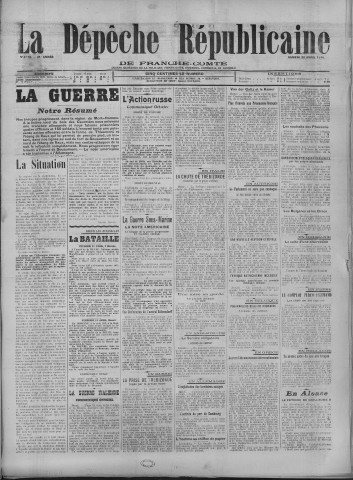 22/04/1916 - La Dépêche républicaine de Franche-Comté [Texte imprimé]