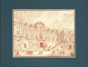 41 - Vue de l'aile dite de la Belle Cheminée (cour de la fontaine) du château de Fontainebleau , [France : Paris], [vers 1785]