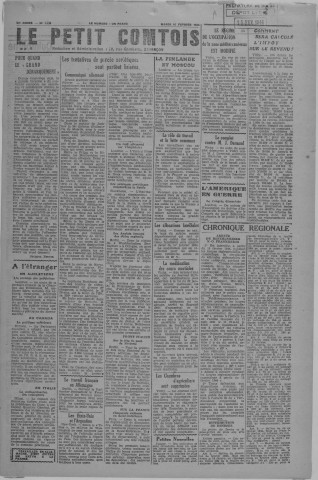 15/02/1944 - Le petit comtois [Texte imprimé] : journal républicain démocratique quotidien