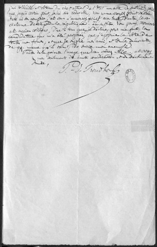 Ms 2937 : Tome IV - Lettres et brouillons de lettres envoyées par P.-J. Proudhon : Goudchaux, Gouvernet, Guillemin
