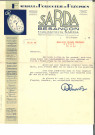 Etablissements Sarda (21 avenue Carnot, Besançon), fabrique d'horlogerie de précision : lettre sur papier à en-tête couleurs datée du 15 février 1933.