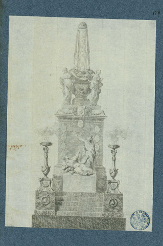 Catafalque de Marie-Thérèse, vu de face [image fixe] / Jean Michel Moreau , [S.l.] : [J. M. Moreau], [1700-1800]
