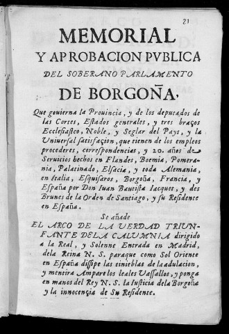 Memorial y aprobacion publica del soberano parlamento de Borgona... [por J.-B. Jacquet y Des Brunes]
