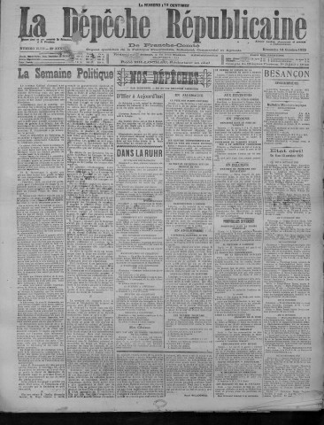 14/10/1923 - La Dépêche républicaine de Franche-Comté [Texte imprimé]
