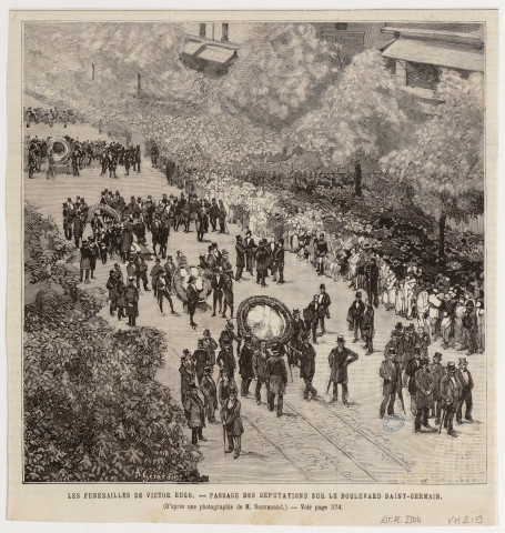 Les funérailles de Victor Hugo. [image fixe] / (D'après une photographie de M. Sauvanaud.) ; A. Gérardin , 1885