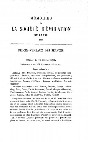 01/01/1884 - Mémoires de la Société d'émulation du Doubs [Texte imprimé]