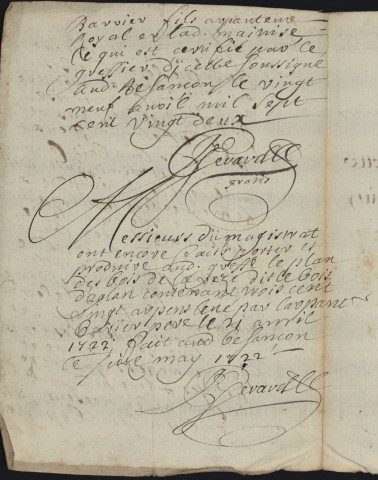 Pièces diverses :
- Plans de la forêt de Chailluz (fin XVIIe).
- Mémoires de la Ville contre les négligences de l'agent de chantier de Battant pour la vente du bois de chauffage provenant de la forêt de Chailluz (1784).
- Visite des forêts de la Ville par l'autorité municipale (1778).
- Construction d'une maison de garde dans la forêt de Chailluz (1784).
- Difficultés de la Ville avec l'adjudication du quart en réserve de la forêt de Chailluz (1772-1774).