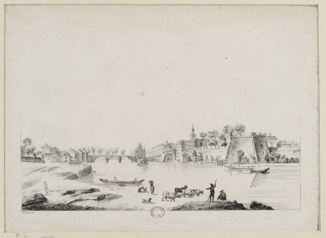 [Vue d'une partie de Besançon, prise sur le bord du Doux] [image fixe] / Le Bas 1779 , 1779