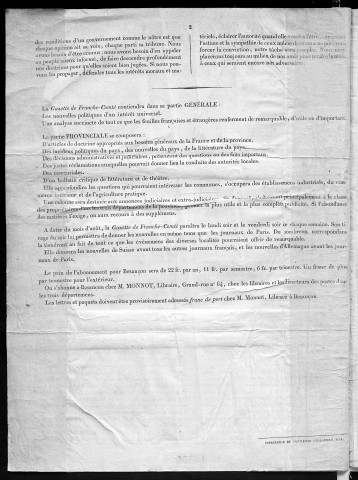 01/08/1831 - Gazette de Franche-Comté (Courrier de l'Est) : 1831, n° 1 (9 août) - 1834, n° 69 (5 avril)