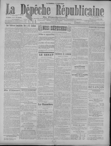 23/11/1922 - La Dépêche républicaine de Franche-Comté [Texte imprimé]