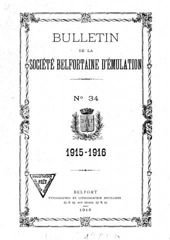 01/01/1915 - Bulletin de la Société belfortaine d'émulation [Texte imprimé]
