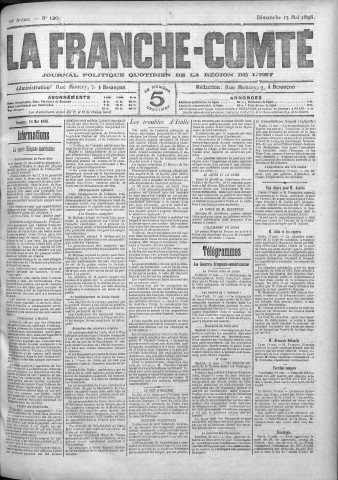15/05/1898 - La Franche-Comté : journal politique de la région de l'Est