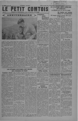 20/04/1944 - Le petit comtois [Texte imprimé] : journal républicain démocratique quotidien