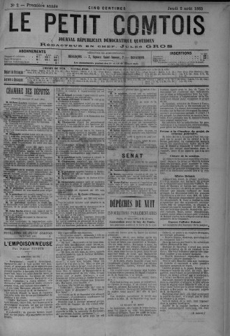 02/08/1883 - Le petit comtois [Texte imprimé] : journal républicain démocratique quotidien