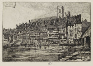 Quai des Arènes à Besançon [estampe] / G. Coindre, 1870, del. et sc. , Paris : A . Cadart édit. imp., 1870