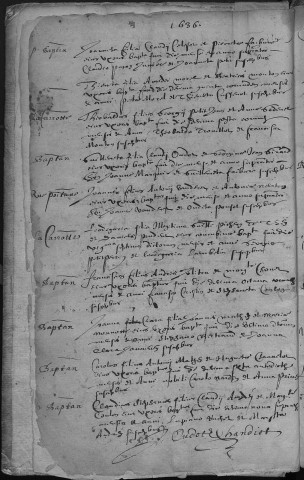 Paroisse Sainte Madeleine : baptêmes (naissances) (3 août 1636 - 30 juillet 1669)