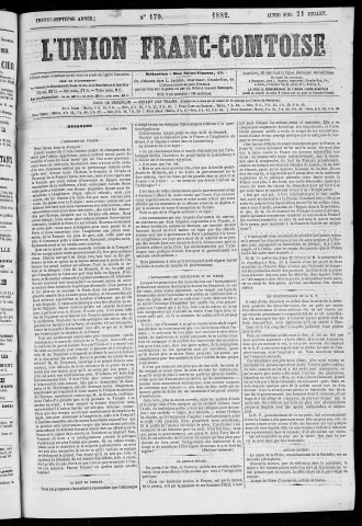 31/07/1882 - L'Union franc-comtoise [Texte imprimé]