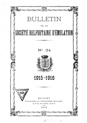 01/01/1915 - Bulletin de la Société belfortaine d'émulation [Texte imprimé]